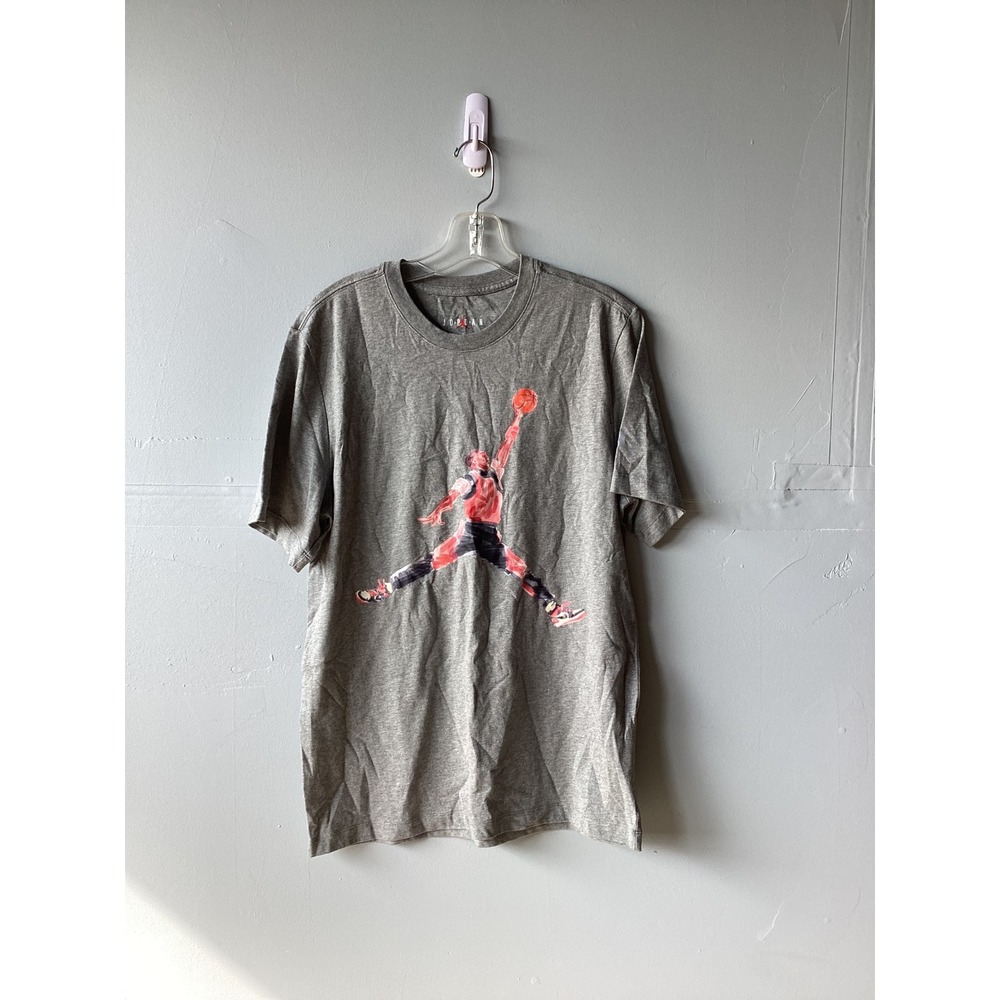 Jordan Mens Jumpman Watercolor Graphic T-Shirt Heather Gray Size Medium
